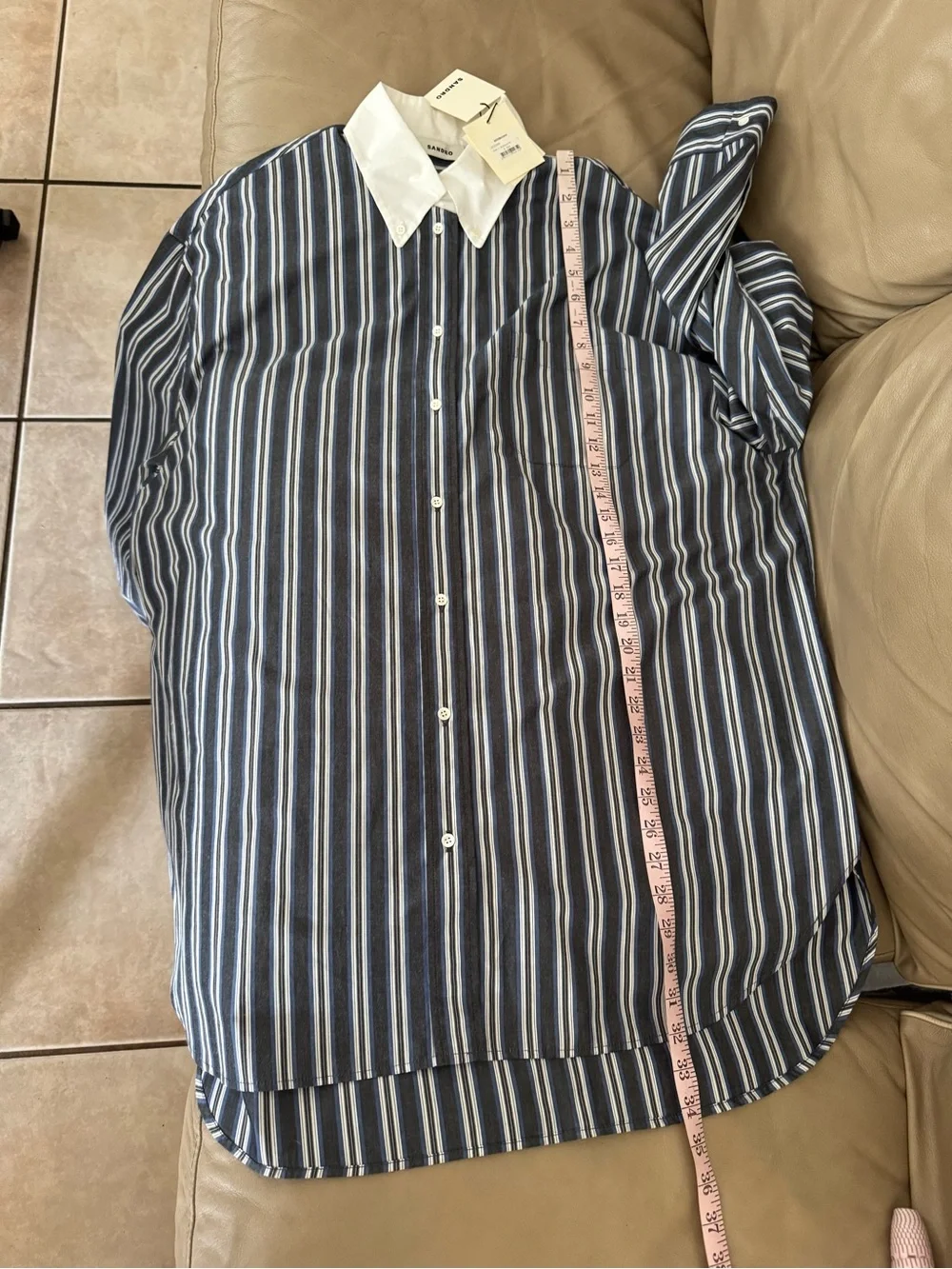 Sandro Oversized striped shirt. Size 3 = French 40 / US 8. MSRP $340 - Picture 15 of 17